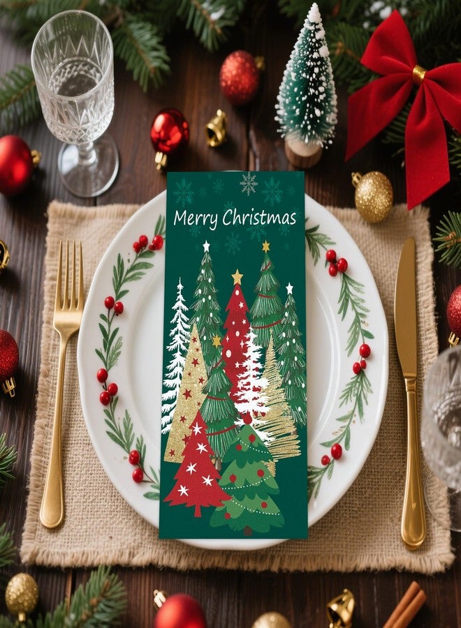 KFJBPB ١٠٠ منديل ورقي لعيد الميلاد، مناشف يد للضيوف على شكل شجرة عيد الميلاد، مناديل ورقية للاستخدام مرة واحدة لعيد الميلاد، مناسبة للحمام والمطبخ وحفلات الكوكتيل. - Image 4